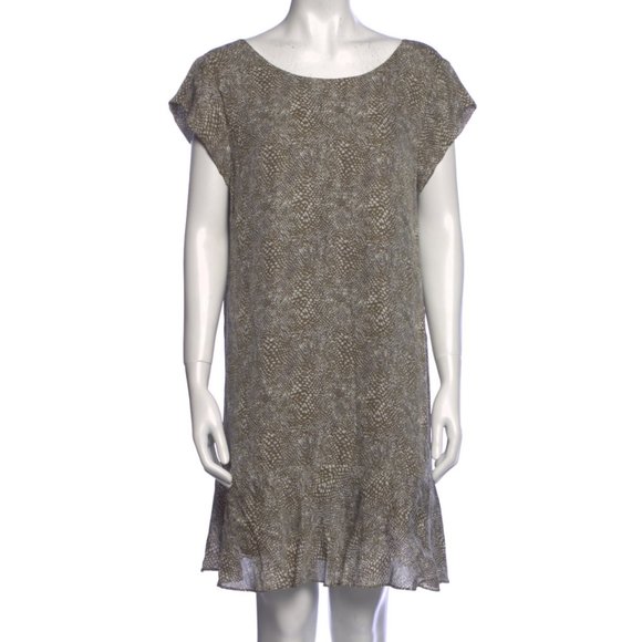 Joie Silk Snake Print Drop Waist Ruffle Dress in Olive Size XS - Picture 1 of 9